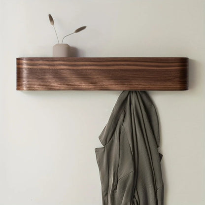 Wall Coat Rack Wood Iron Hidden Hooks Storage Shelf Entryway
