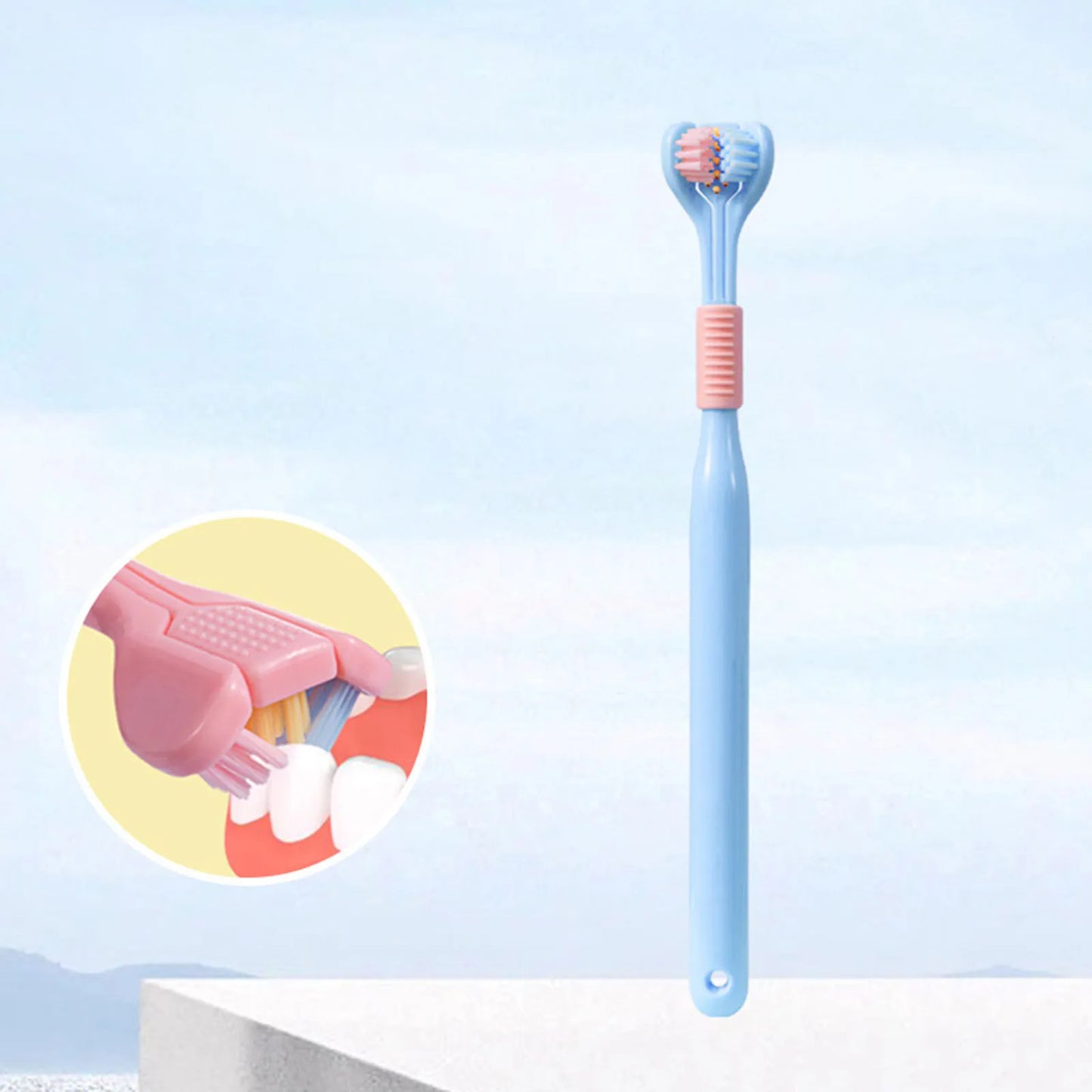 3 Sided Toothbrush Soft Bristles Deep Clean Adults Kids Oral Care