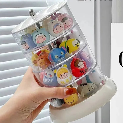 Multi-Layer Transparent Rotating Jewelry Storage Box Organizer