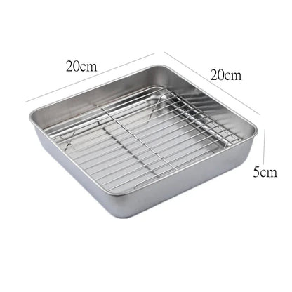 Square Stainless Steel Nonstick Baking Tray with Draining Grid