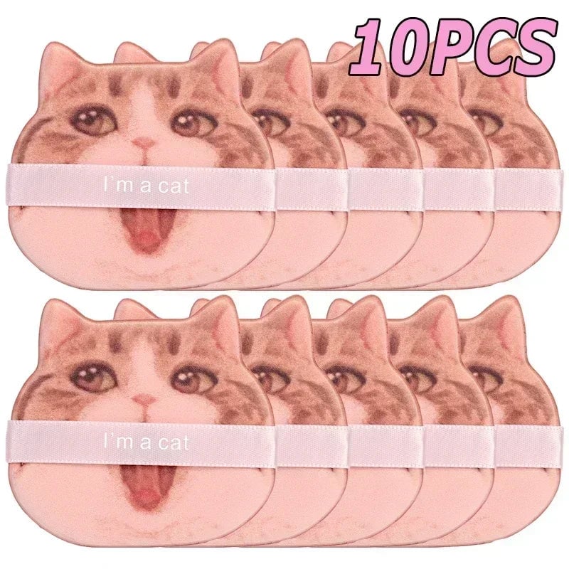 10PC Cat-Shaped Makeup Puffs - Dual-Use Foundation & Powder Blender Set