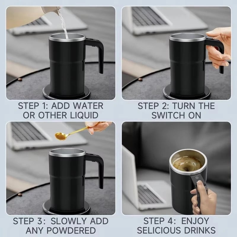 380ml USB Rechargeable Self Mixing Coffee Mug Electric Waterproof