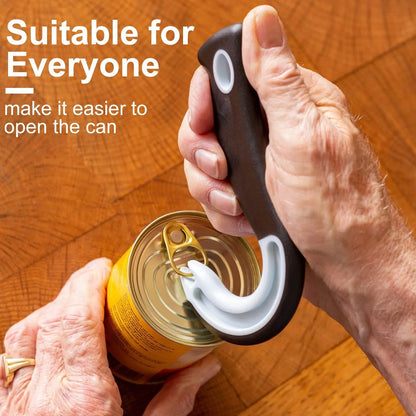 Ring Pull Can Opener J Hook Non-Slip Rubber Grip Easy Open Tool