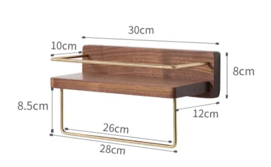 Wall Mounted Wooden Towel Rack Paper Holder Bathroom Storage Shelf
