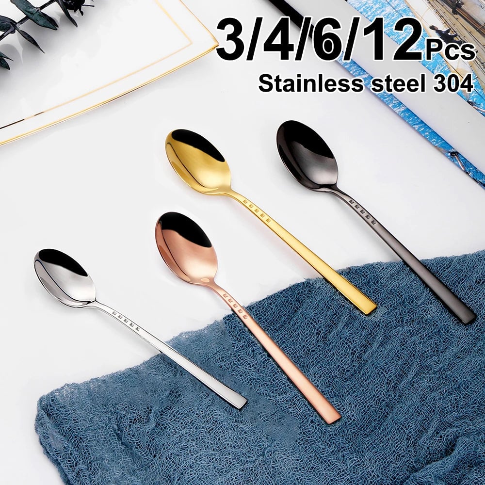 304 Stainless Steel Coffee Spoon Set - 3/4/6/12Pcs Stirring Teaspoons