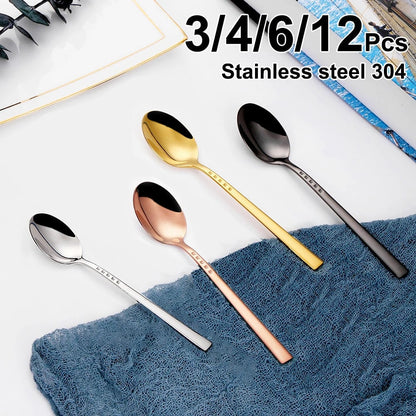 304 Stainless Steel Coffee Spoon Set - 3/4/6/12Pcs Stirring Teaspoons