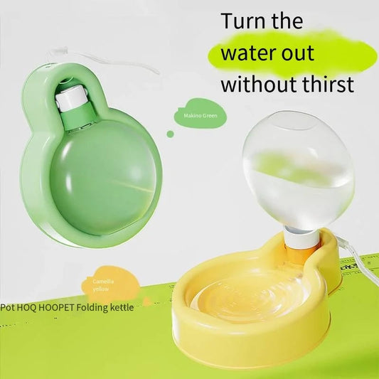 Portable Pet Water Dispenser with Foldable Bowl - Travel Bottle