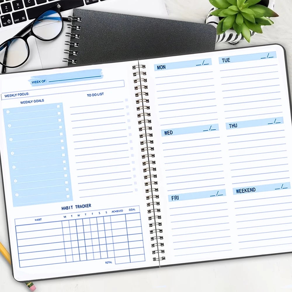 Daily Weekly Monthly Planner Notebook - Student Office Diary Journal