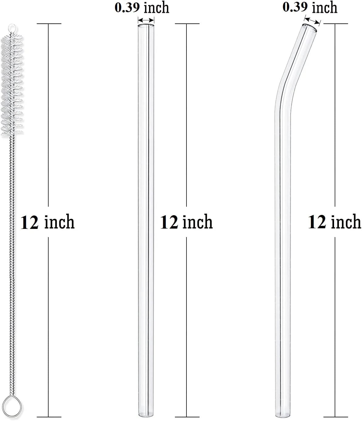 Clear Glass Straws 8" 12" Reusable Dishwasher Safe Stanley Tumbler