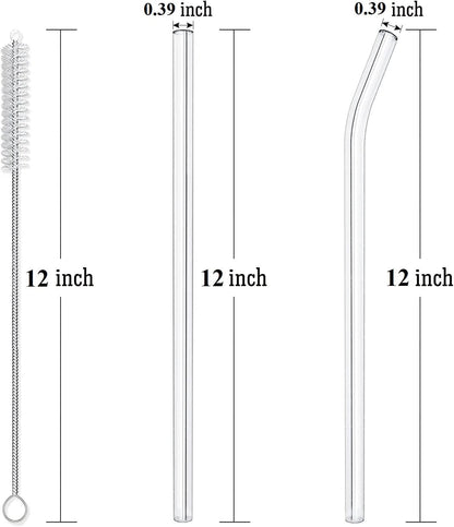 Clear Glass Straws 8" 12" Reusable Dishwasher Safe Stanley Tumbler