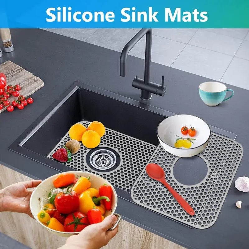 Silicone Kitchen Sink Mat - Folding Non-Slip Heat Resistant Protector