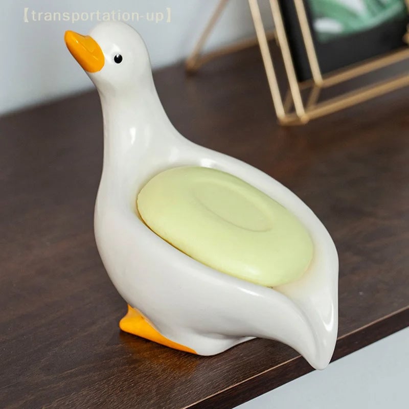 Self-Draining Duck Soap Tray - Creative Bathroom Kitchen Sink Rack