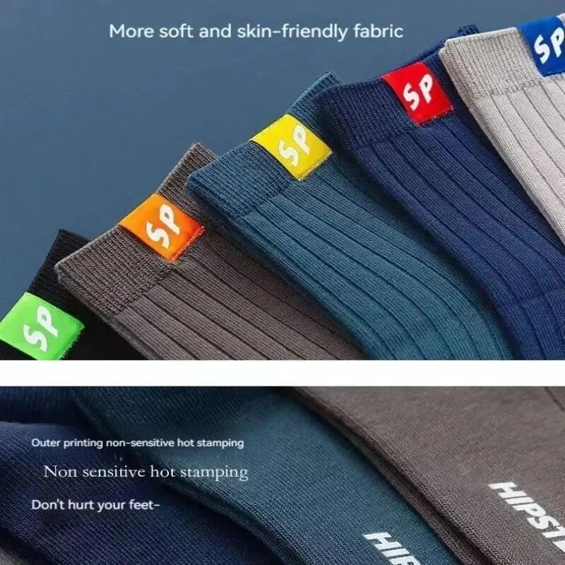 Men's Mid-Calf Sports Socks 5-Pack - Breathable Sweat-Absorbing