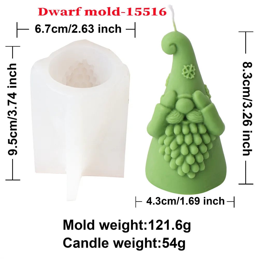 3D Silicone Dwarf Candle Mold - Christmas Plaster Resin Crafting Tool