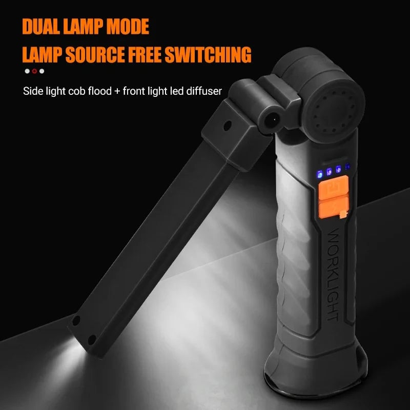 USB Rechargeable COB LED Work Light Magnetic Portable Camping Torch