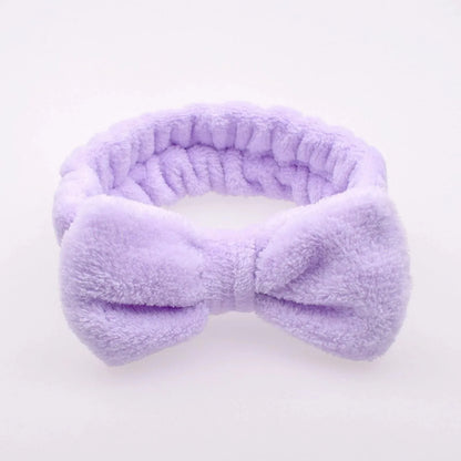 Coral Fleece Bowknot Headband High Elastic Spa Yoga Hairband Women