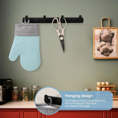 Heat Resistant Silicone Oven Gloves 600°F - 2 Piece Non-Slip Set