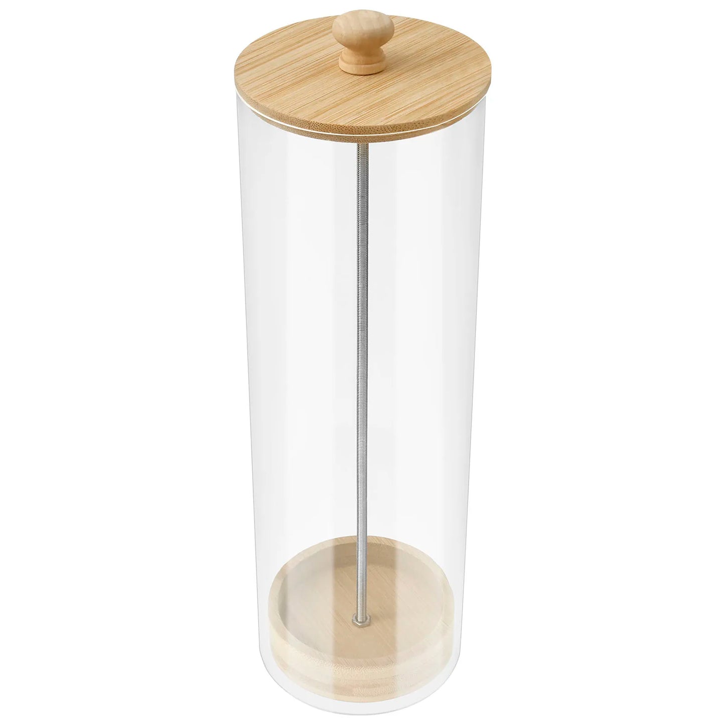 Clear Acrylic Straw Organizer with Wood Lid - Dustproof Storage Box