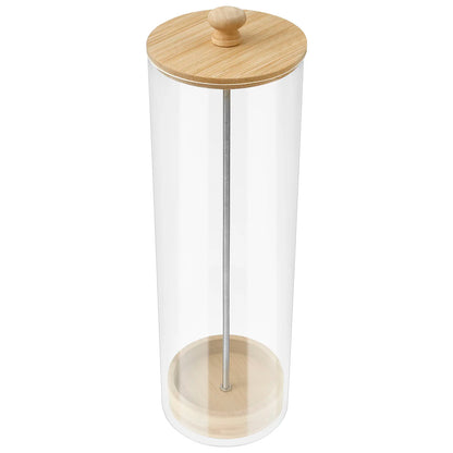 Clear Acrylic Straw Organizer with Wood Lid - Dustproof Storage Box