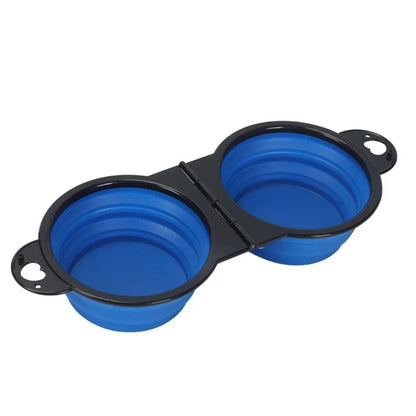 Foldable Dual Bowl 2-in-1 Pet Feeding Set - Portable Travel Bowl
