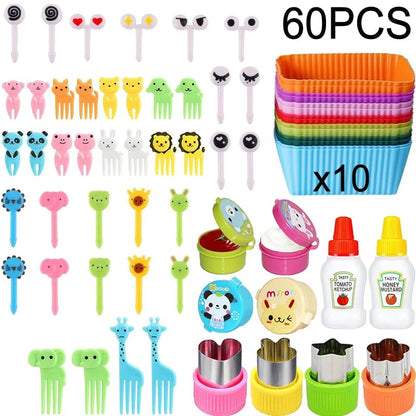 Mini Animal Fruit Forks Kids Set Silicone Vegetable Cutter Dividers