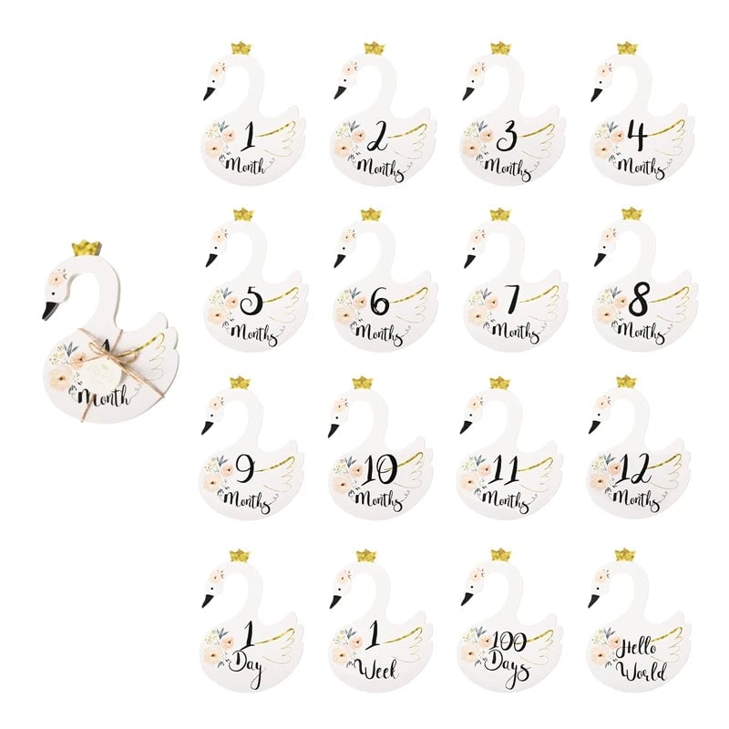 Wooden Baby Milestone Number Cards Monthly Newborn Photography Props
