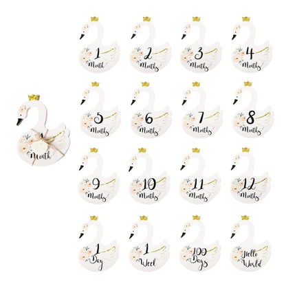 Wooden Baby Milestone Number Cards Monthly Newborn Photography Props