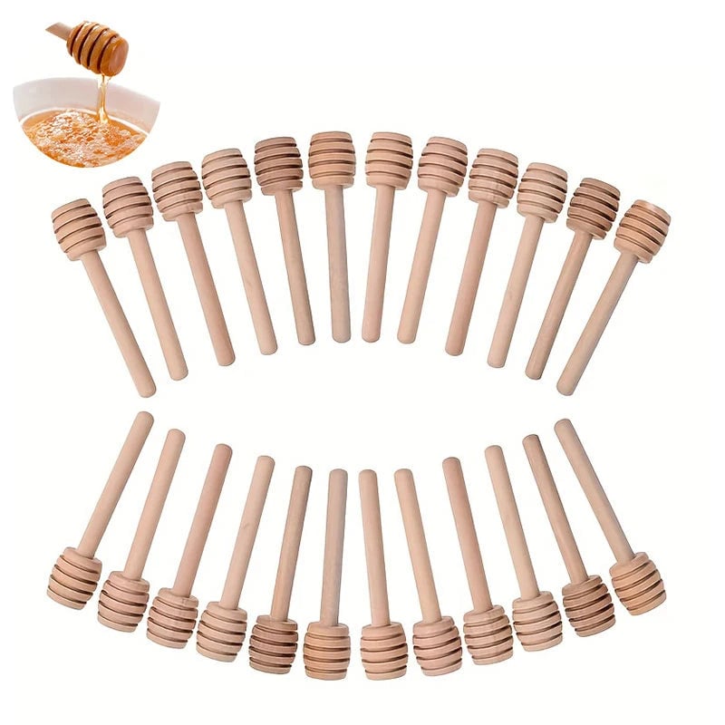 100Pcs Mini Wood Honey Dipper Stir Sticks - Long Handle Mixing Spoons