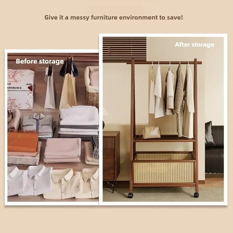 Heavy Duty Floor Standing Clothes Rack - Bedroom Wardrobe Storage
