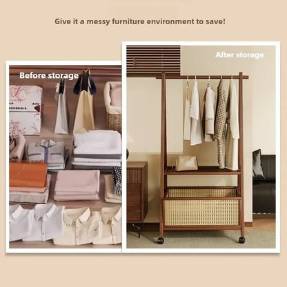 Heavy Duty Floor Standing Clothes Rack - Bedroom Wardrobe Storage