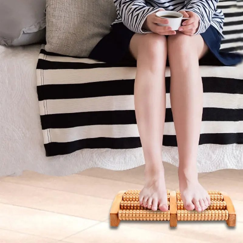 Wooden Foot Massager Roller - Reflexology Pain Relief Stress Therapy