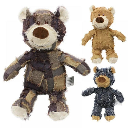 Interactive Plush Teddy Bear Dog Toy with Sound & Teeth Cleaning