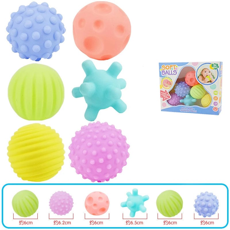 6Pcs Textured Sensory Balls Set - Baby Touch Training Massage Toys