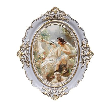 Vintage Baroque Oval Picture Frame - Antique Elegant Tabletop Wall