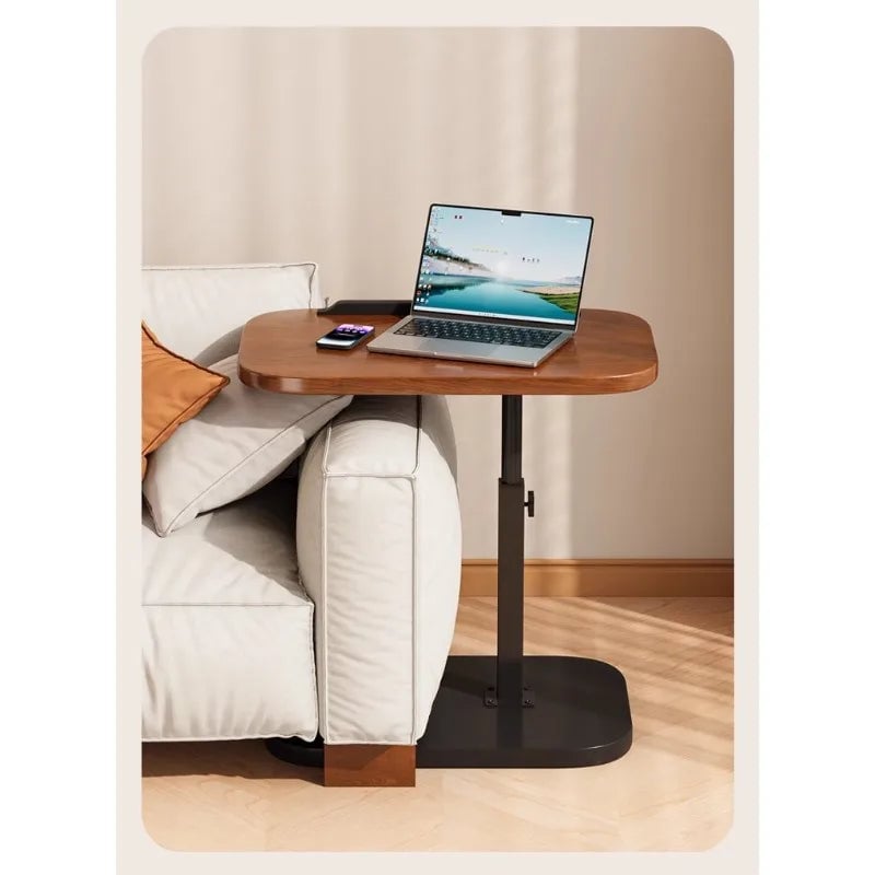 Adjustable Height C Shaped Side Table Swivel Flip Top Laptop Stand