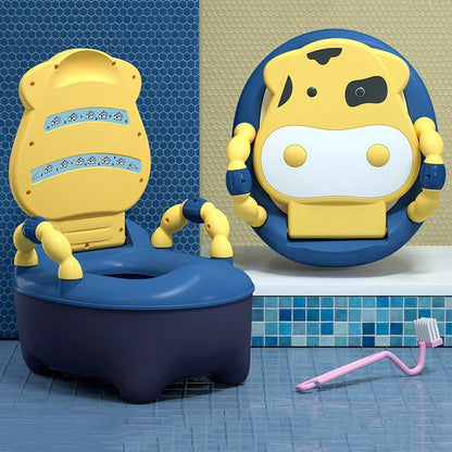 Kids Portable Potty Training Seat - Cartoon Cow Design Toddler Toilet