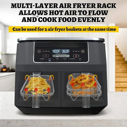 304 Stainless Steel 3-Tier Stackable Air Fryer Rack Basket