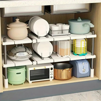 Adjustable Multi-Layer Under Sink Storage Rack - Expandable Cabinet