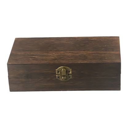 Wooden Storage Box 20x10x6cm Retro Buckle Tea Coffee Bean Container