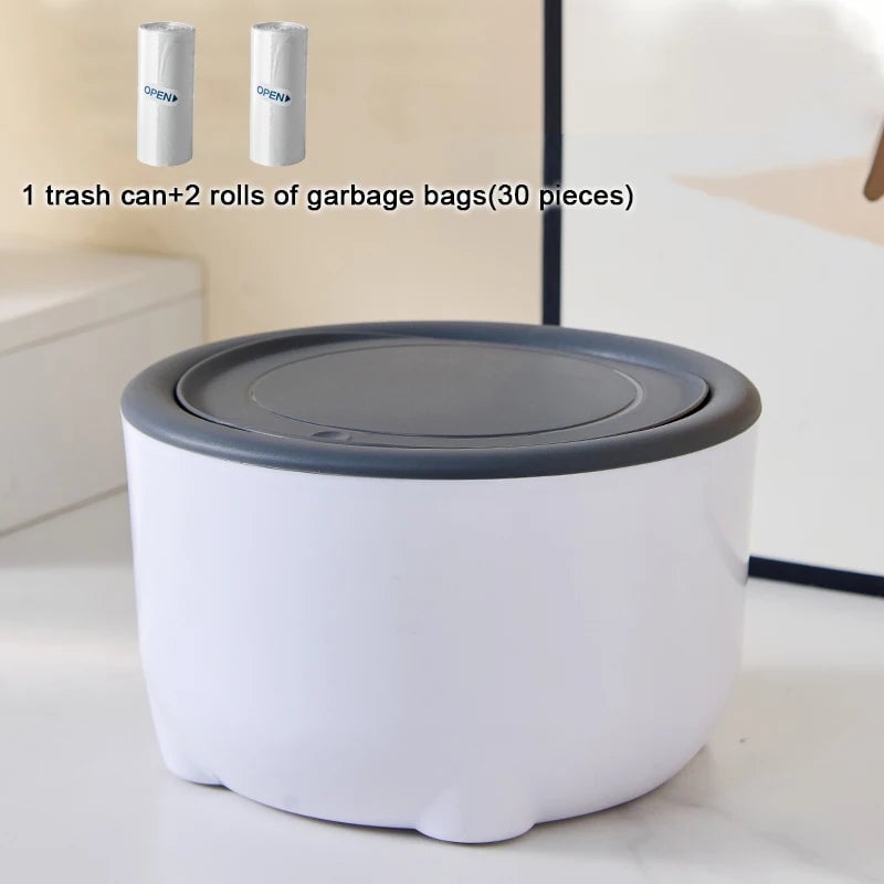 Mini Desktop Trash Bin - Portable Small Waste Can for Car & Office