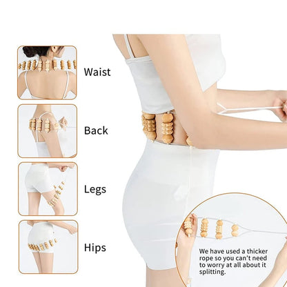 Wooden Therapy Massage Roller Rope Body Shaping Pain Relief Tool