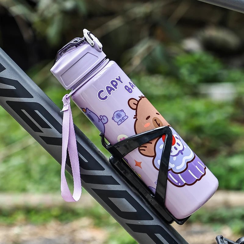 Large Capacity Capybara Straw Water Bottle - Portable Sports Cup 750ml
