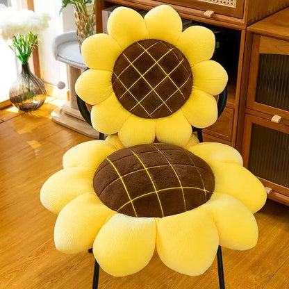 Sunflower Floor Pillow - Plush Flower Shaped Cushion Seating