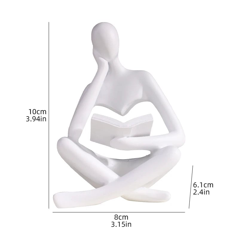 Abstract Man Reading Book Resin Sculpture Figurine Home Decor