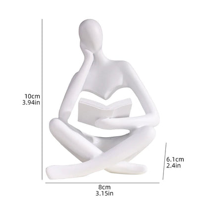 Abstract Man Reading Book Resin Sculpture Figurine Home Decor