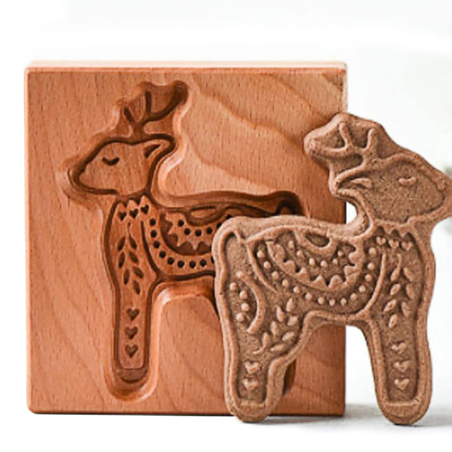 Wooden Cookie Cutter Baking Mold Press Stamps Gingerbread DIY Tool