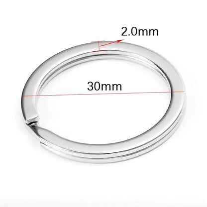 20pcs Stainless Steel Split Key Rings 20-35mm Round Flat Line