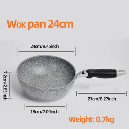 Non-Stick Stone Coating Frying Pan Set 20-28cm Induction Gas Compatible
