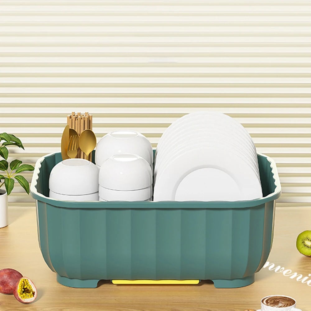 Kitchen Drain Cabinet Dish Storage Box with Lid & Chopsticks Rack