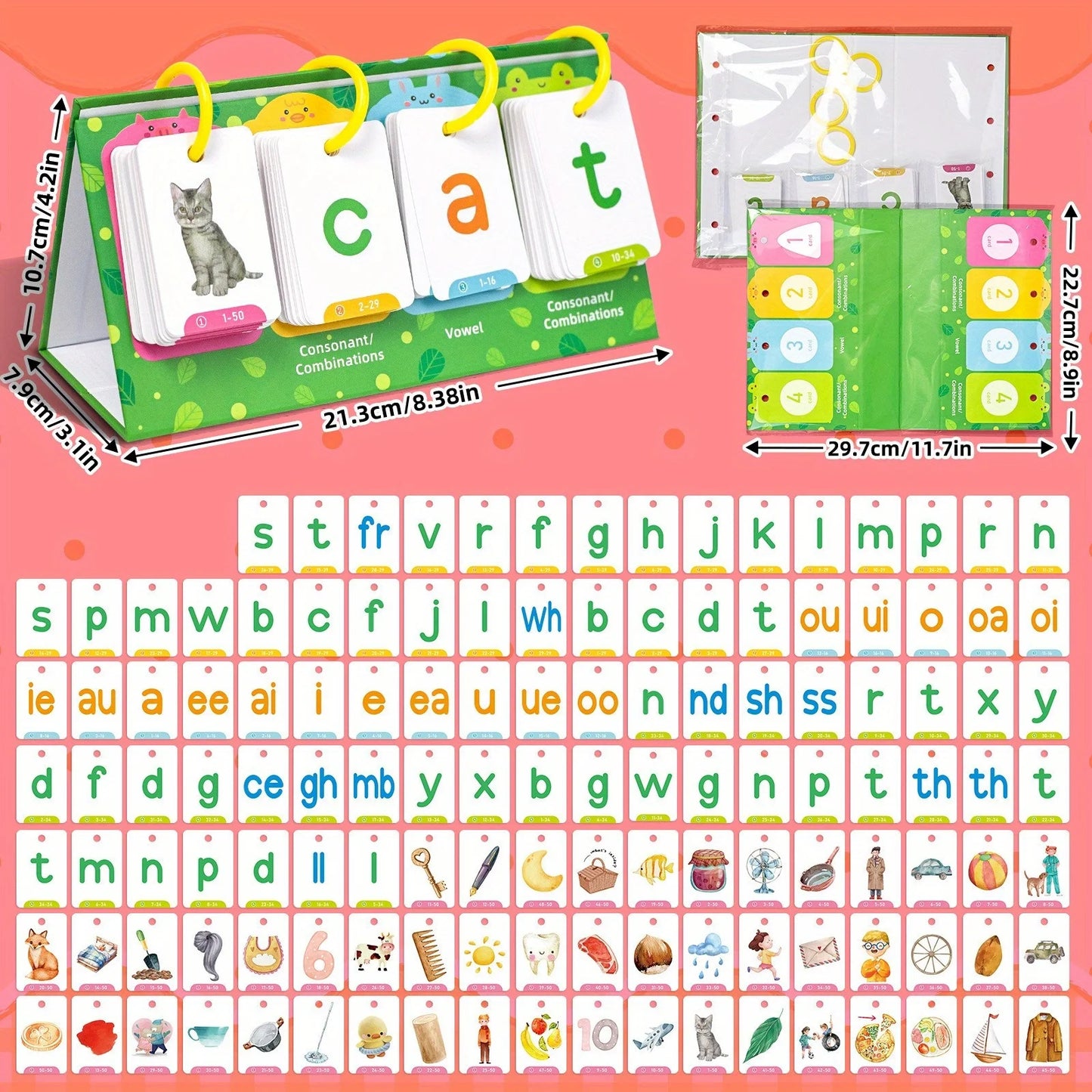 CVC Words Phonics Flashcards Flip Chart - Speech Therapy Learning Tool